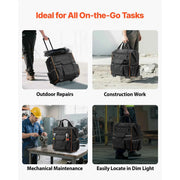 Charger l'image dans la visionneuse de galerie, SucceBuy 110Lbs Rolling Tool Bag 25 Pockets Roller Tool Bag on Wheels with Telescoping Handle Toolbag Organizers for Mechanic
