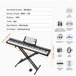 Amocart 88 Key Digital Piano Keyboard Semi Weighted Keys Full Size Electric Portable Keyboard Piano Set 1000 Tone for Beginners
