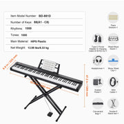 Charger l'image dans la visionneuse de galerie, Amocart 88 Key Digital Piano Keyboard Semi Weighted Keys Full Size Electric Portable Keyboard Piano Set 1000 Tone for Beginners
