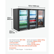 Bild in Galerie-Viewer laden, Amocart 7.4/11.4 Cu. Ft Back Bar Cooler with LED Lighting Adjustable Shelves Low-E Glass Display Cooler for Beer Wine Drink
