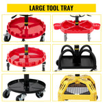 Amocart Rolling Garage Stool Car Detailing Stool Adjustable Height Mechanic Seat With Tool Tray Workshop Auto Repair Shop Stool