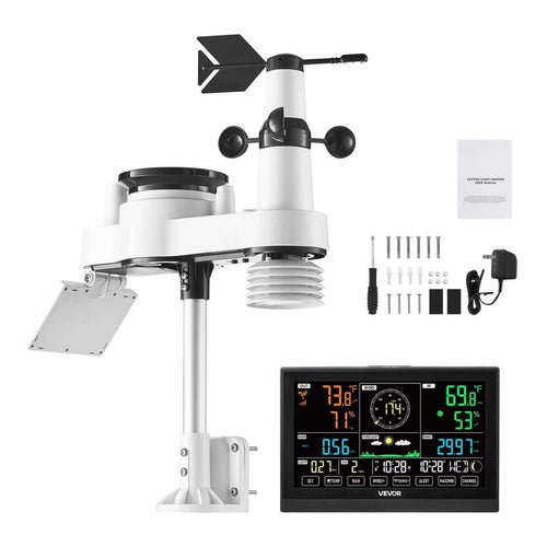 Amocart 7-in-1 Wireless Weather Station 7.5-Inch VA Display Solar Powered Sensor, Rain Gauge, Indoor&Outdoor Forecast, No WiFi