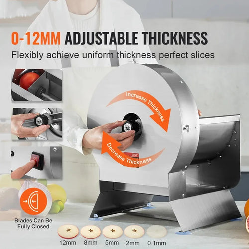 【Premium】Amocart Electric Veget le Slicer 0-12mm Thickness Adjust le Commercial Slicer  hine Convertible to Manual Food Cutter