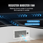 SucceBuy Register Booster Fan Quiet Vent Booster Fan with Remote Control Thermostat Control for Heating Cooling Smart Vent White