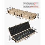 Amocart Hard Rifle Case Lockable Rifle Case w/ Pre-cut Foams & Wheels IP67 Waterproof Pistol Storage Cases for Rifles Shotguns