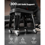 Amocart Mechanic Stool 300lbs Garage Seat with Wheels 360° Swivel Rolling Workshop Stool with Tool Tray for Garage, Shop Repair