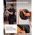Amocart Retractable Air Hose Reel Auto Rewind Air-Compressor Hoses Reel with 5 ft Lead in Ceiling/Wall Mount Steel Double Arm