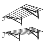 Charger l'image dans la visionneuse de galerie, Amocart 2-Tier Wall Mounted Garage Shelving Unit with Hooks 24 x 48in 260lbs Per Shelf Floating Storage Metal Rack for Home
