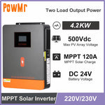 PowMr 4.2KW Home Inversor DC 24V to 230VAC Off Grid Hybrid Inverter 120A MPPT Solar Charge Max PV 500V Fit Lithium Batteria BMS