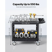 Charger l'image dans la visionneuse de galerie, Amocart 550 lbs Utility Service Cart Two-Shelf Plastic Hand Dolly Cart with 360° Swivel Wheels for Warehouse Garage Cleaning
