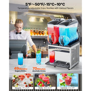 Charger l'image dans la visionneuse de galerie, Amocart Commercial Frozen Drink Maker 15Lx2 Double Tank Slushy Machine 120Cups StainlessSteel Slushie Maker for Home Party Cafe
