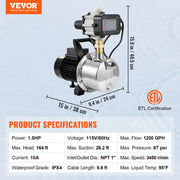 Charger l'image dans la visionneuse de galerie, Amocart Shallow Well Pump Portable Sprinkler Booster Jet Pumps, Automatic Controller for Garden Lawn Irrigation Water Transfer
