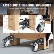 Charger l'image dans la visionneuse de galerie, Amocart 165 lbs 2.5" Set of 4 Workbench Caster Wheels Side Mounted Retractable Stepdown Wheel 360° Swivel for Tables Equipment

