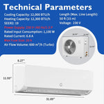 18000 Btu Mini Split Ac/Heating System, 19 SEER2 230V Inverter Wall-Mounted Ductless AC Unit Cools Rooms Up to 1250, Custom