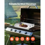 Amocart Stainless Steel Griddle Flat Top Rectangular Plate Grill-Top Griddle Pan Gas Grill Griddle for BBQ Portable Cookware