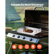 Bild in Galerie-Viewer laden, Amocart Stainless Steel Griddle Flat Top Rectangular Plate Grill-Top Griddle Pan Gas Grill Griddle for BBQ Portable Cookware
