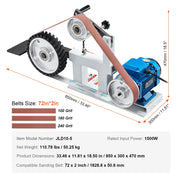 Charger l'image dans la visionneuse de galerie, Amocart Belt Grinder Sander 72 X 2-Inch Variable Speed Polisher 1500W Polishing Grinding Machine for Metalworking Knife Making
