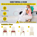 Amocart 100Pcs Wedding Chair Covers Stretch Polyester Spandex Slipcover Folding Flat Front Chair Covers for Hotel Dining Party