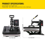 Amocart Combo Heat Press Machine 5/6/8 in 1 30*38CM 38*38CM Muntifunctional Sublimation Printer Transfer for Mug Hat Plate