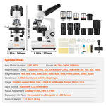 SucceBuy Compound Trinocular Microscope 40X-2500/40X-5000X Magnification Lab Microscope w/ LED Illumination & External Interface