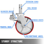 SucceBuy Set Of 4 Scaffolding Non Marking Polyurethane Swivel Caster Wheels 1100lb Cap On Iron with Lock Brake Roller Bearing