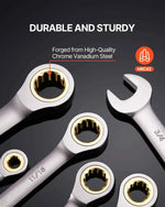Amocart Combination Wrench Set 24/30-Piece Ratcheting Wrench Set with Organizer Rack Cr-V Steel Wrench Set SAE  Metric