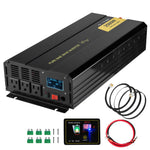 SucceBuy Pure Sine Wave Power Inverter 12V DC to 120V AC Aluminum Alloy LCD Screen & LED Indicators Powering Laptop Fan Grinder