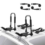 Amocart Kayak Roof Rack 2 Pairs J-Bar Soft Roof Rack Quick Folding Top Mount Tie Down Carrier for Surf Board Canoe Ski Board
