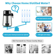 Bild in Galerie-Viewer laden, Amocart 4L Water Distiller Purifier Filter 1 L/H Distilling Speed Dispenser Drinking Bottle Softener Touch Screen Home Use
