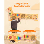 Amocart Puppy Kids Wall Busy Panels 12 Activities Board Montessori Sensory Learning Activity Center for Children Playroom Toys