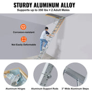 Load image into Gallery viewer, Amocart Attic Ladder Foldable 350pound  22.5" x 63" Multi-Purpose Aluminium Extension Light Fits 9.5'-12' Ceiling Heights
