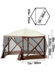 Charger l'image dans la visionneuse de galerie, Amocart Pop-up Camping Gazebo Camping Canopy Shelter 6 Sided 12' x 12' / 10' x 10' Sun Shade Tents &amp; Canopies Camping &amp; Hiking
