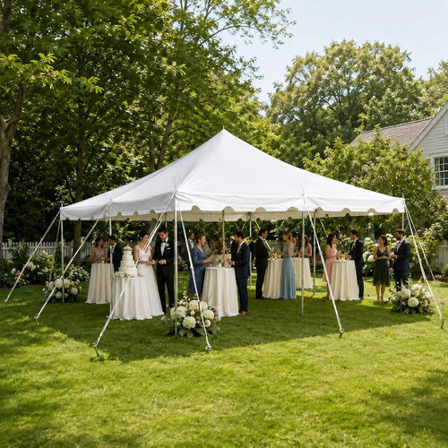 20’ x 20’ Weekender Canopy Pole Tent, Indoor and Outdoor Heavy Duty Easy Up, 80 Person Capacity Tent for Parties,, Customized
