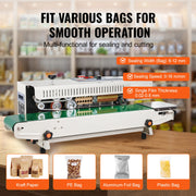 Charger l'image dans la visionneuse de galerie, Amocart Continuous Bag Band Sealing Machine 6-12 mm Horizontal Band Sealer with Inflation Function for 0.02-0.8 mm Plastic Bags
