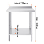 Amocart Stainless Steel Work Table Commercial Heavy Duty Food Prep Worktable with Adjustable Height for Restaurant Home