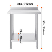 Charger l'image dans la visionneuse de galerie, Amocart Stainless Steel Work Table Commercial Heavy Duty Food Prep Worktable with Adjustable Height for Restaurant Home
