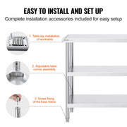 Bild in Galerie-Viewer laden, Amocart Stainless Steel Food Prep Table Commercial Kitchen Worktable w/Adjustable Undershelf Heavy Duty Prep Table Metal Table

