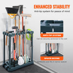 SucceBuy 10Slots Yard Garden Tool Organizer Long-Handled Tool/Rake/Broom Tower Storage Rack Stand Holder for Garage Organization