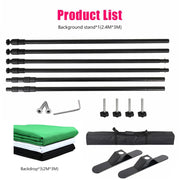 Load image into Gallery viewer, Double-Crossbar Backdrop Background Stand Frame Support System For Photography Photo Studio Video Muslin Green Screen
