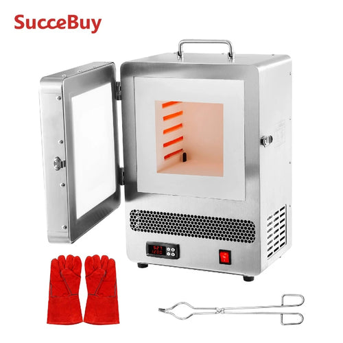 SucceBuy Tabletop Kiln Melter 1500W Electric Kiln 2192℉ Max Precise Control Stainless Steel Gold Melting Furnace Wax Casting