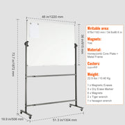Bild in Galerie-Viewer laden, Amocart Rolling Magnetic Whiteboard Double-Sided Mobile Whiteboard 360° Reversible Adjustable Height Dry Erase Board for School
