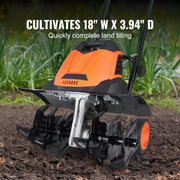 Charger l'image dans la visionneuse de galerie, Amocart 12 Amp Electric Tiller 18" Tilling Width 3.94" Tilling Depth Corded Electric Tiller/Cultivator Steel Mn Tines Rototille
