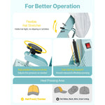 Amocart Hat Heat Press Machine w 2/4pcs Interchangeable Platens Precise Temperature and Time Control Hat  Heat Press