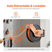 Charger l'image dans la visionneuse de galerie, Amocart Retractable Air Hose Reel 50FT Rubber Air Compressor Hose Reel Auto-Rewind w/ 5FT Lead in Ceiling Wall-Mounted Air Hose
