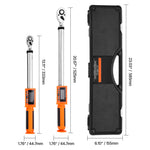 SucceBuy Digital Torque Wrench Set 2 Pieces1/2 3/8 Inch Drive 72-Tooth ±2% Torque Wrench w/Preset Value Buzzer LED Motorcycle
