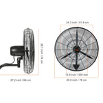 SucceBuy 4 Sizes Wall-Mount Misting Fan 3-speed IP44 Waterproof Oscillating Wall Fan Max. 9500 CFM Wall Mounted Fan for Home