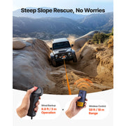 Bild in Galerie-Viewer laden, Amocart 12000 lbs Wireless Electric Winch 12V DC Wired Truck Car Winch with 0.36in x 75.5ft Synthetic Rope for Towing Off-Road
