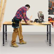 Bild in Galerie-Viewer laden, Amocart 2000 lbs Adjustable Garage Workbench 48/61" L x 20" W Work Table with 28.3"-38.1" Height &amp; Hardwood Top for Office Home
