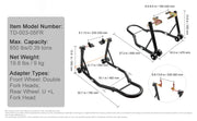 Bild in Galerie-Viewer laden, Amocart Motorcycle Stand Lift 850lbs Front Rear Combo Stand Lift Stand Front&amp;Rear Wheel Fork Stand Heavy Duty Rear Wheel Stand
