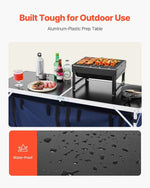 Amocart Camping Kitchen Table Folding Outdoor Cooking Table Aluminum Lightweight Portable Cook Station Foldable Camp Table